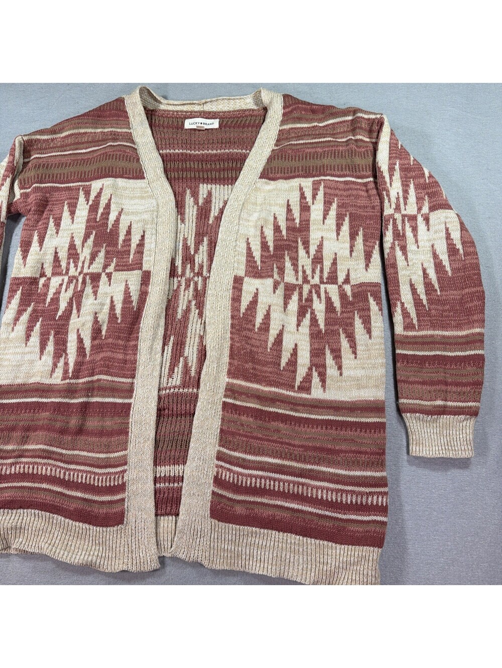 Lucky Brand Heritage Cardigan S Southwestern Aztec Open Front Knit Sweater 0201 - Picture 4 of 10